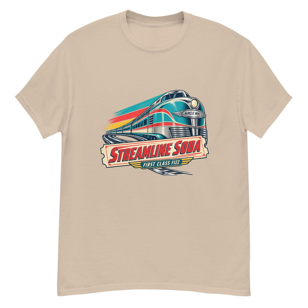 Streamline Soda T Shirt, Retro Atomic Soda Tee Sand